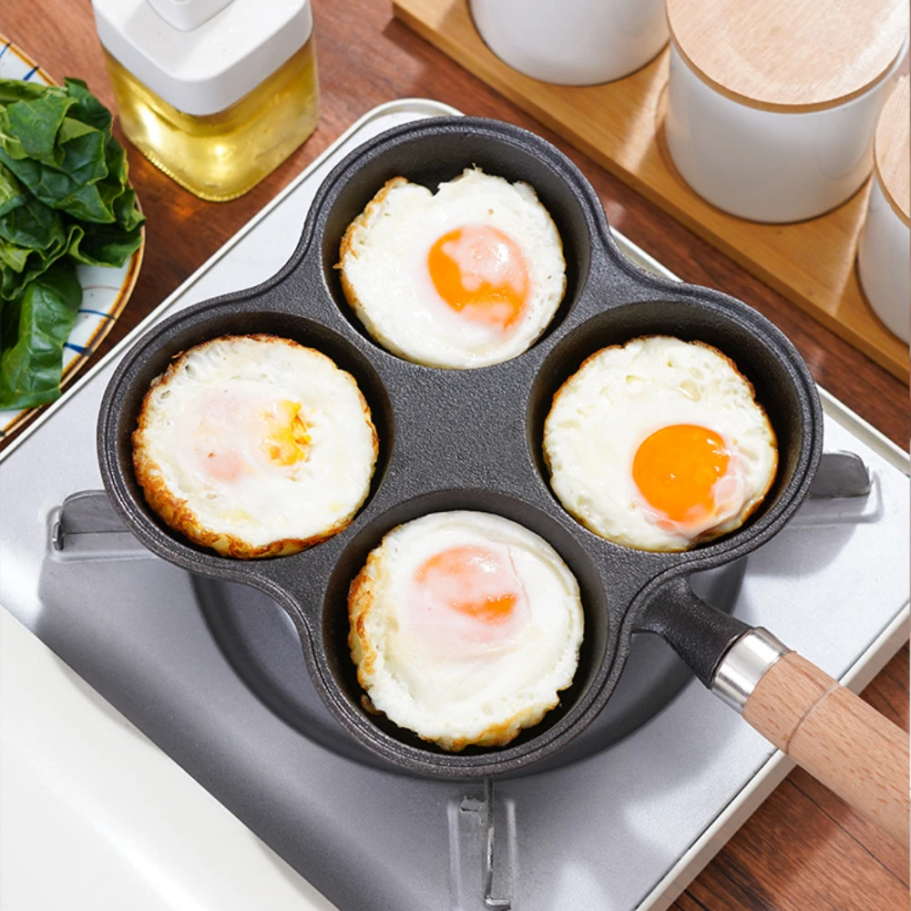 Japanese 19cm non stick omelet pan 4 hole frying pan pancake maker with handle crepe pan for gas stove electric ceramic pan