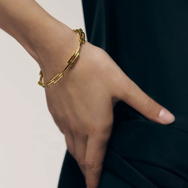 Kenmerkende schakelarmband 18 karaat goud 2,5 micron goud Vermilion sieradenarmband