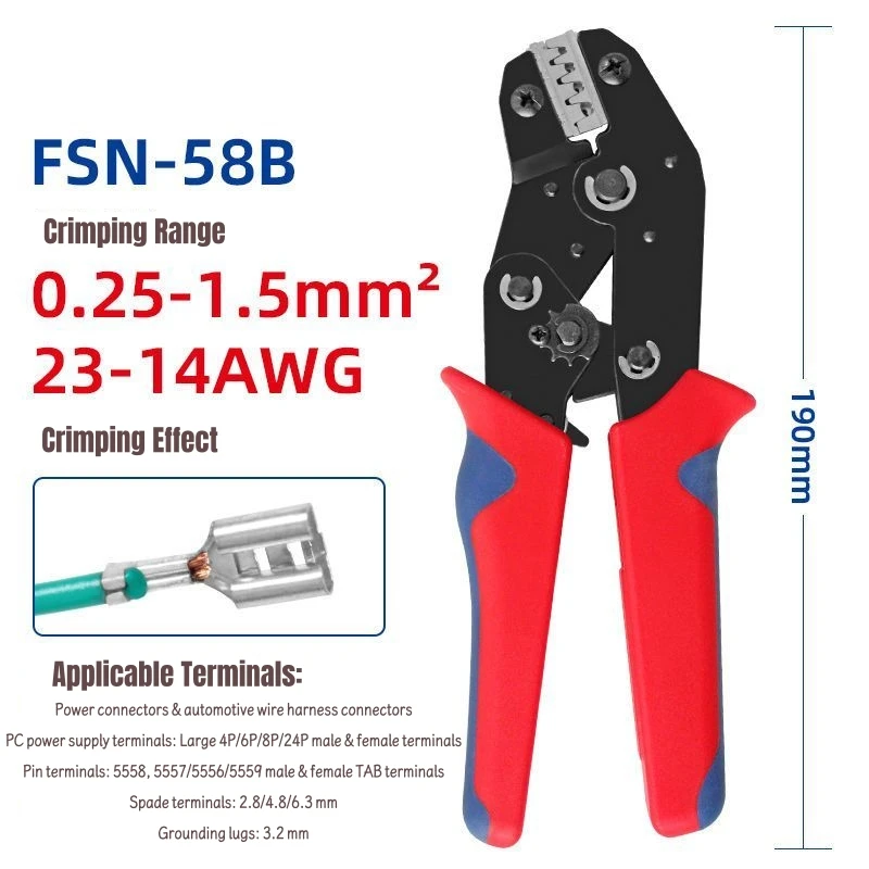 

Профессиональный набор инструментов для обжима наконечников для клемм типа VR 23-14AWG (0,25-1,5 мм2) В комплект входит различные инструменты для электриков с наконечниками