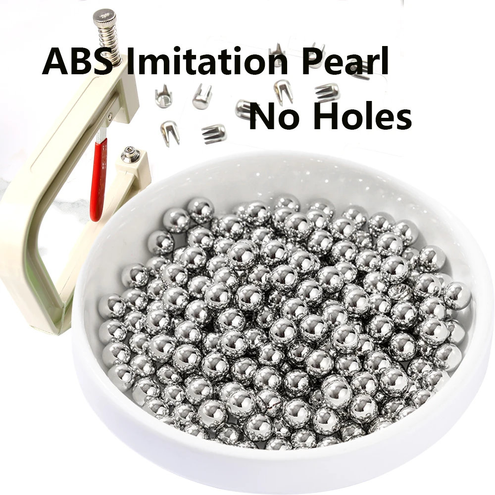 4mm/6mm/8mm/10mm Silver No Hole ABS Imitation Pearl Beads Round Loose Beads for DIY Clothing Bags Supplies Decoration Crafts