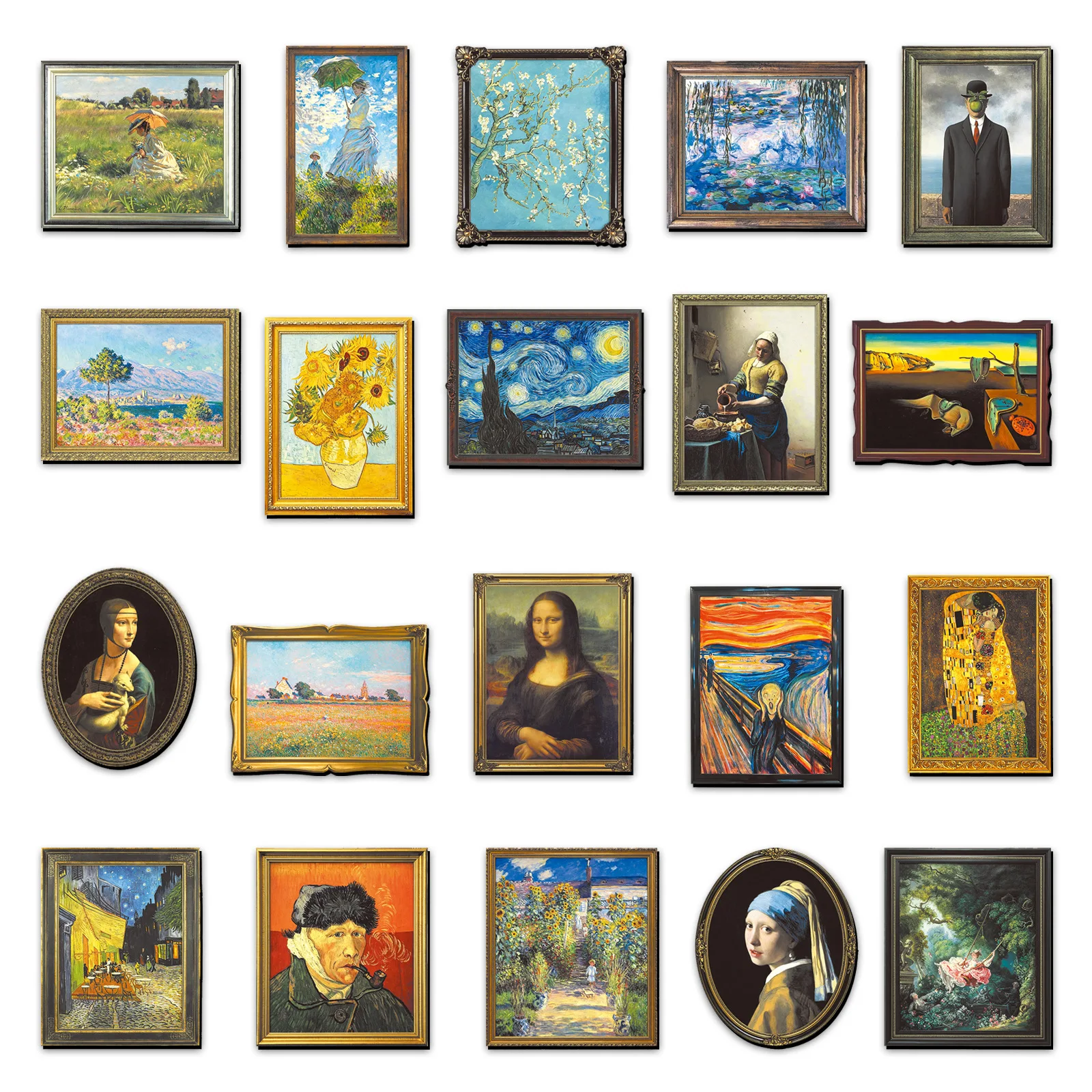 Image of 20 Stück Weltberühmte Weichmagnetische Kühlschrankmagnete Mona Lisa Kunstwerk Wasserdichte Dekoration Magnetische Saugmagnete