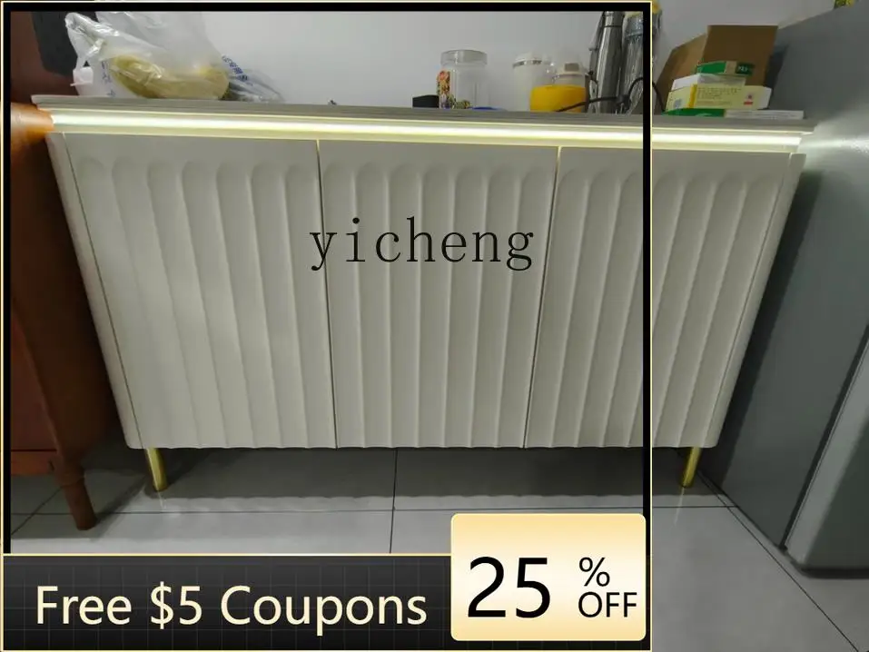 

AA Iiving room cream style dining side cabinet French entry entrance cabinet light luxury rock slab