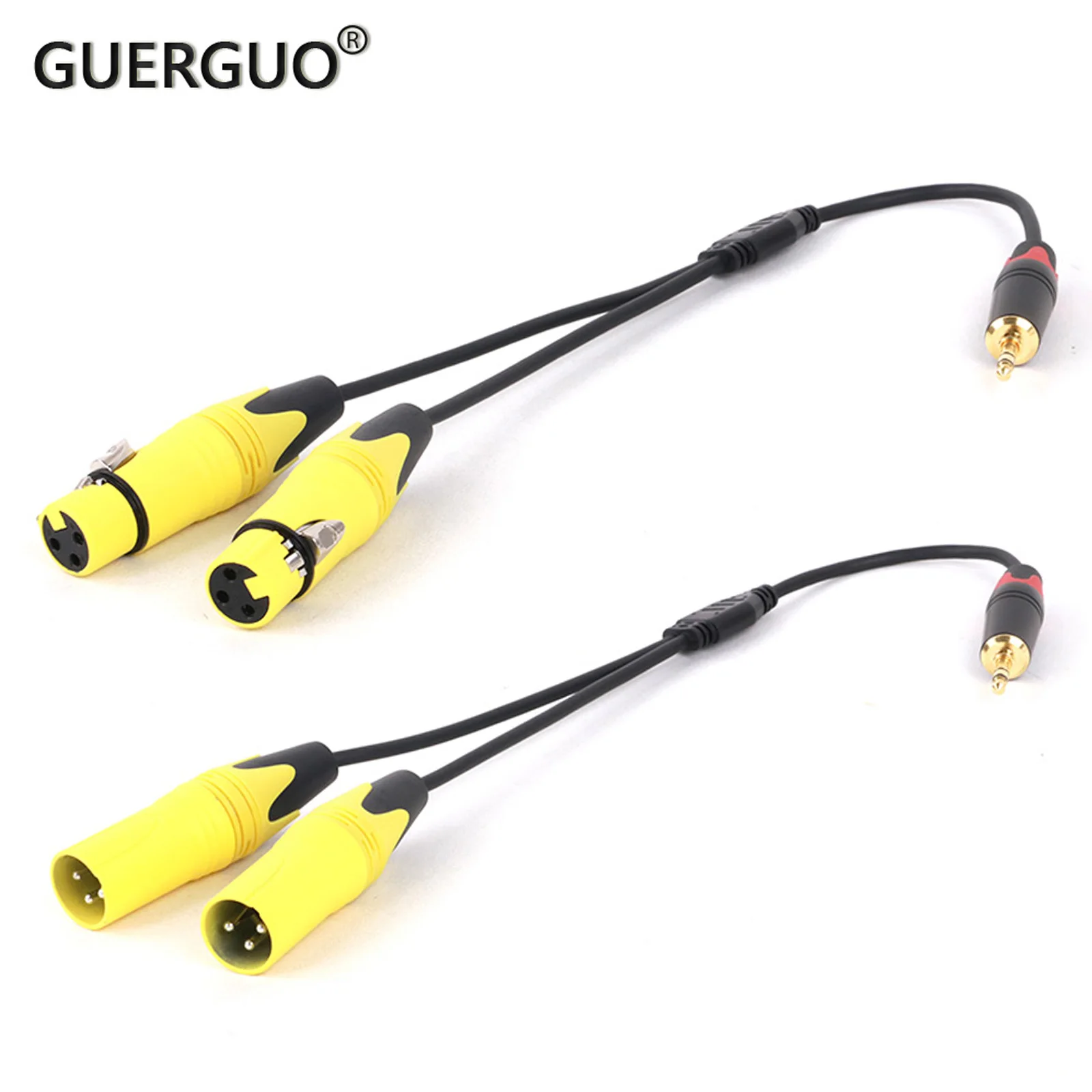 1PC GuerGuo da 3.5mm a 2 XLR maschio/femmina cavo hi-fi da 3.5mm a Multicolor XLR adattatore a 3 Pin per PC cuffie Amp MP3 Console di missaggio