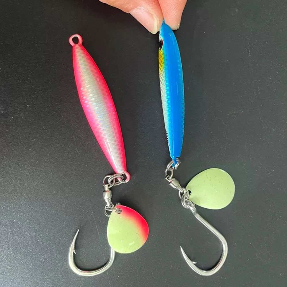 Nachtlicht-Spinner-Metall-Jig-Angelköder 20g 30g 40g 60g 80g Spinner-Shad Metall-Vib für das Angeln vom Ufer, Crankbait, Meerbarschköder – Detail 10