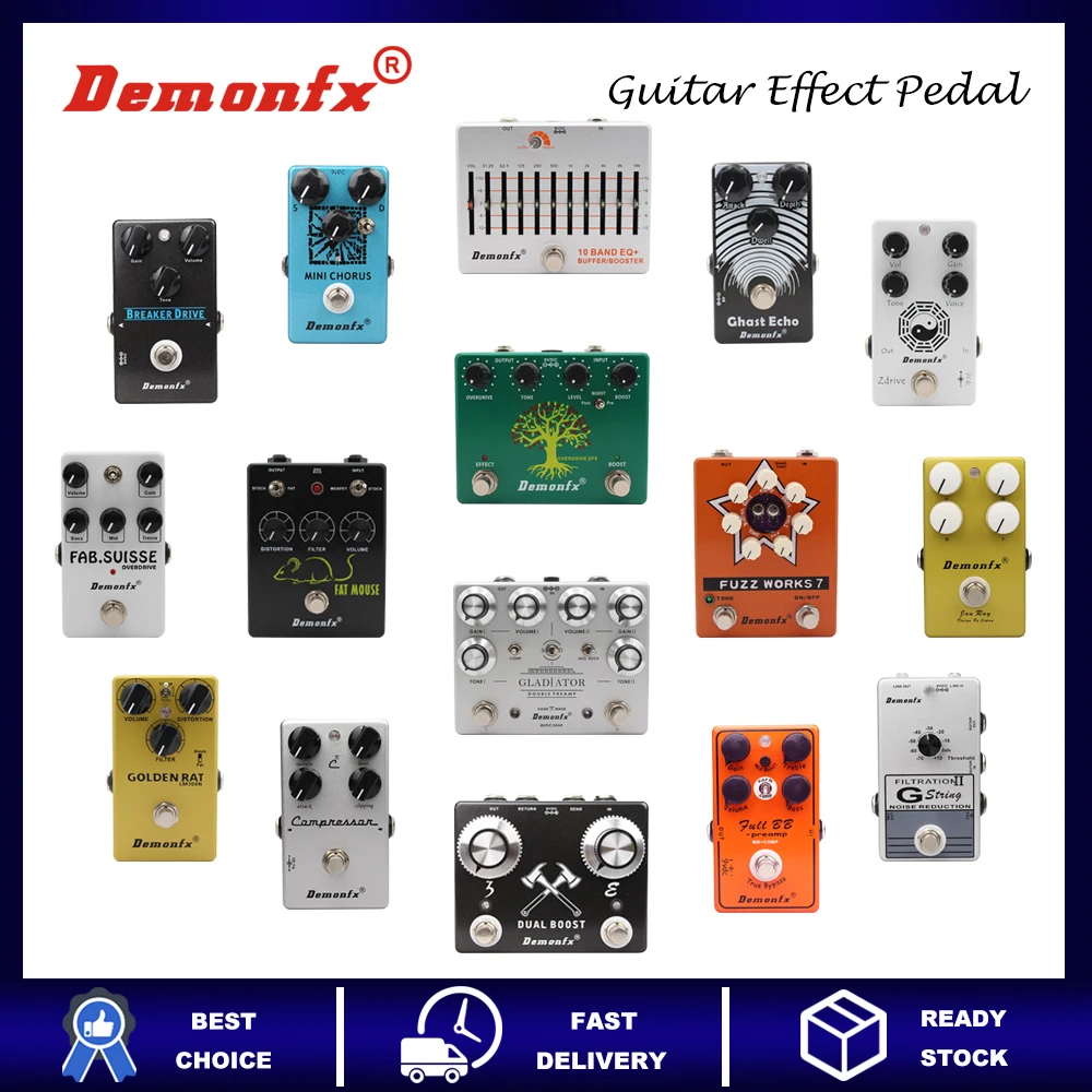 Pedal de efecto de guitarra Demonfx Echo Fuzz distorsión Overdrive compresor Chorus Boost Pedal de efecto preamplificador