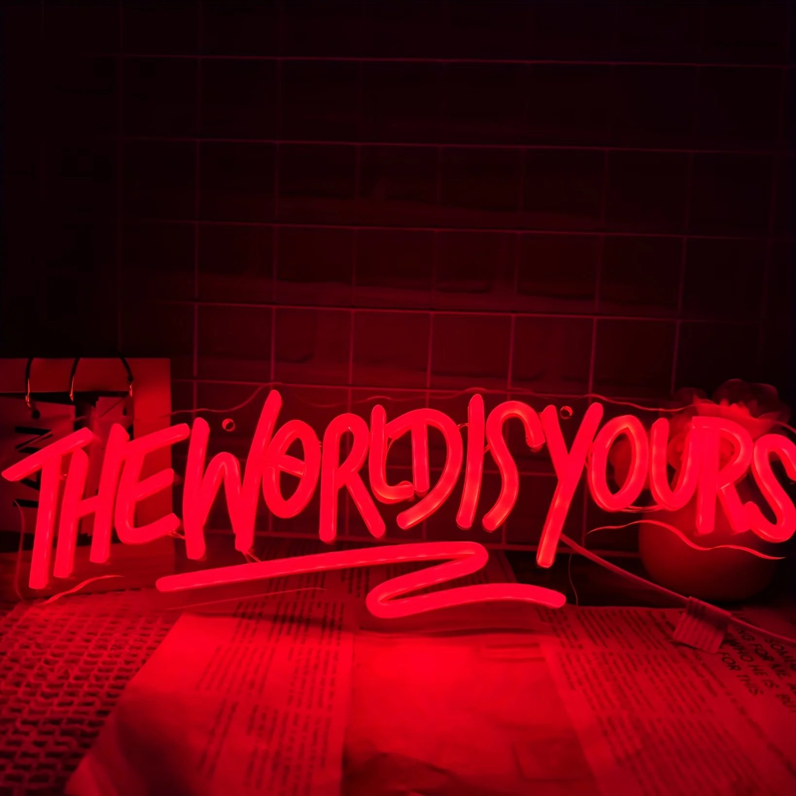 

The World is Yours Neon Sign USB Powered Decorative Light for Wedding Room Bedroom Party Home Bar Coffee Personzalized Gift