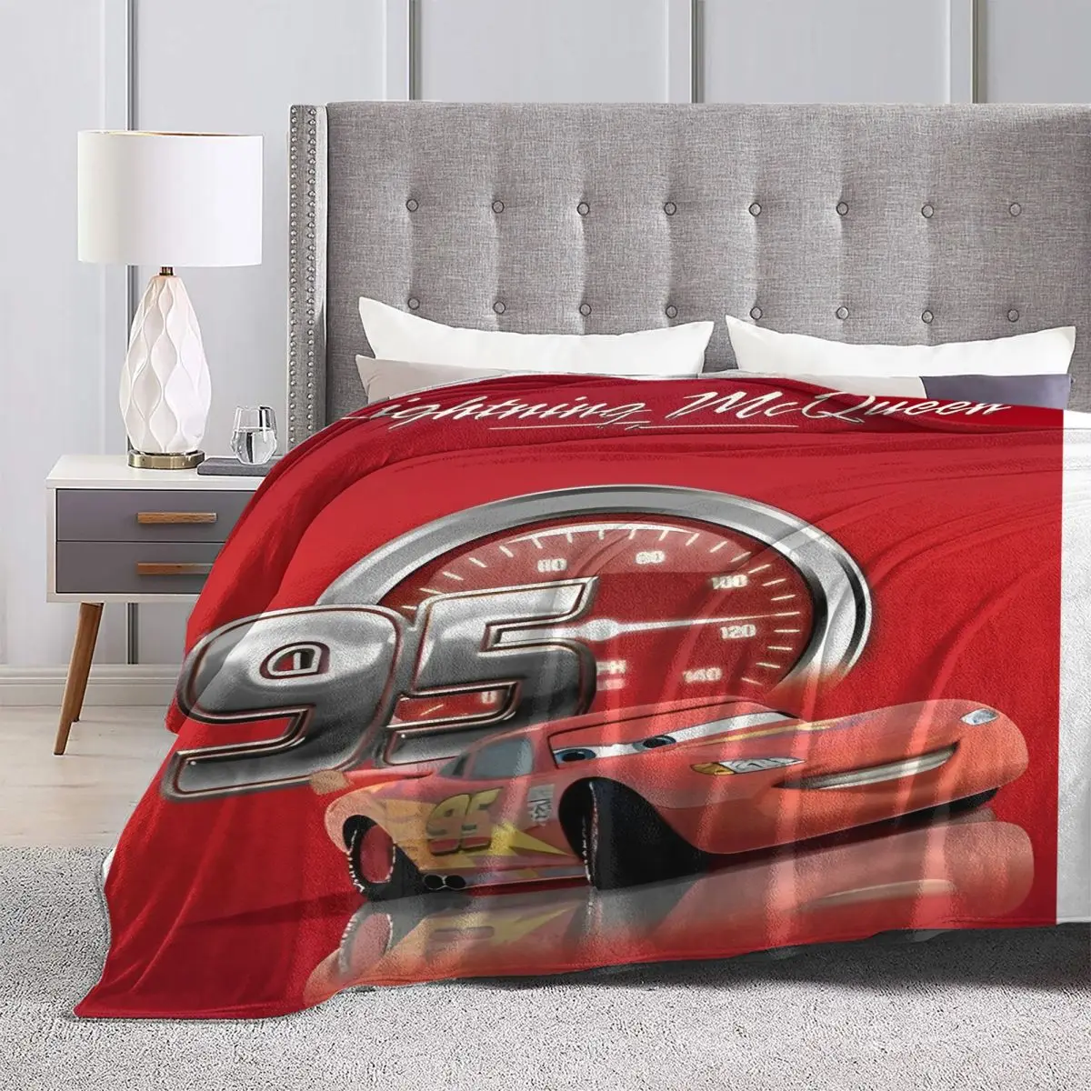 Lightning Mcqueen Blanket Soft Warm Funny Plush Throw Blanket For Couch Chair Sofa Bed Picnic Flannel Bedspread Bed Cover