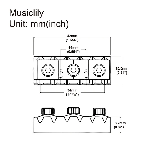 Imagen 2 del producto Musiclily Pro Tuerca de bloqueo de cuerdas de guitarra eléctrica de 42 mm para puente trémolo Floyd Rose