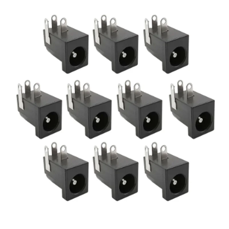 

200Pcs DC-005 DC Power Jack Socket Connector 5.5x2.1mm Female Panel Mount Adapater Round Needle Plug Socket DC Connectors Black