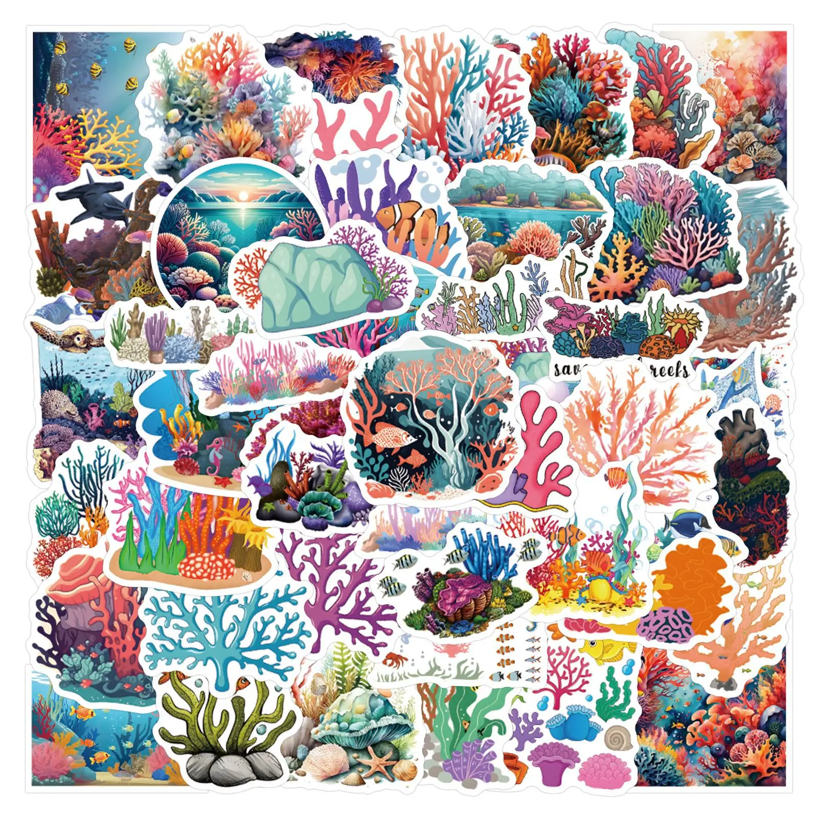 

10/30/55PCS Coral Reef Cartoon Stickers Inconceivable Ocean Decals Diary Scrapbook Luggage Laptop Phone Bike Graffiti Kids Toy