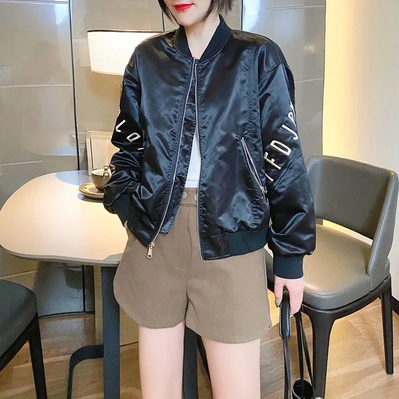 

Spring Women Causal Trend Long Sleeve Loose Coat Korean Elegant Chic Streetwear Chaquetas Letter Female Short Baseball Jacket