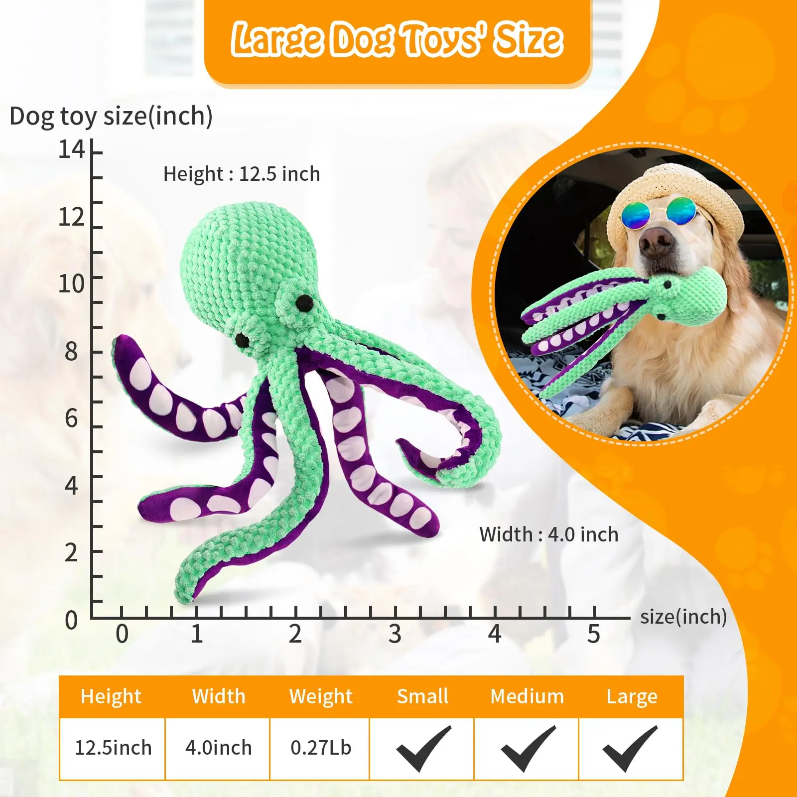 Squeaky Octopus Dog Toy 6