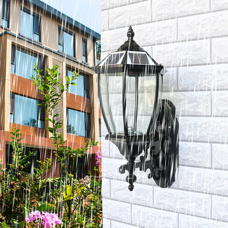 Outdoor Solar LED Wall Sconce Lights Solar Panels Sunlight Garden Decoration Street Lamps Villa Country Yard Solar Spotlights