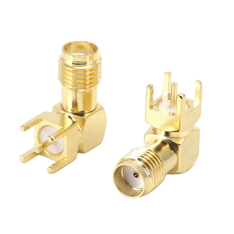 2 Stück/Set SMA Buchse Stecker 4-Pin Lötanschluss PCB-Montage 4mm 1,6mm 90 Grad Gerade Messing Vergoldeter HF-Koaxial-Steckverbinder Adapter – Detail 6