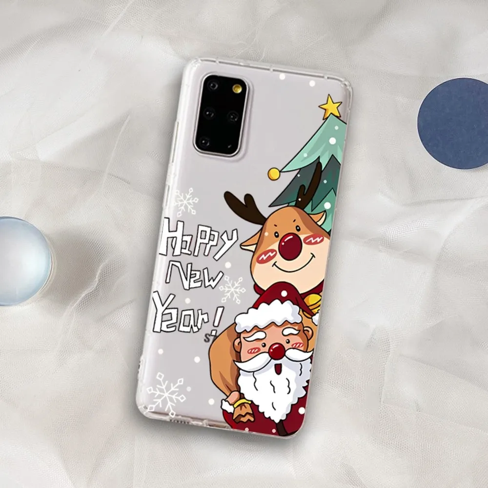 Christmas Cartoon New Year Gift Phone Case For Samsung S 20 21 22 23 for Redmi Note7 8 9 10 for Huawei P20 30 40 Clear Case