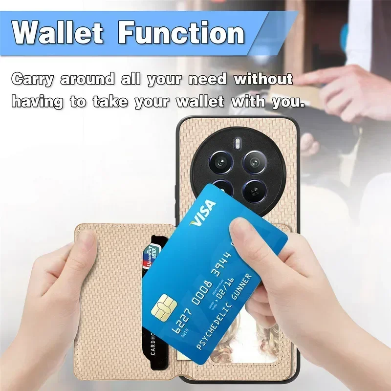 Case for Realme 13 Pro Plus Wallet Card Holder Leather Phone Cover for Realme 13 Plus 12 11 10 Pro Plus 12X Magnetic Stand Bag