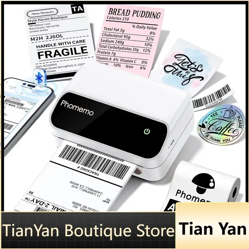 EE1 M420 Label Maker Thermal 4x6 Shipping Barcode Printer Logo Small Business Portable Wireless Included