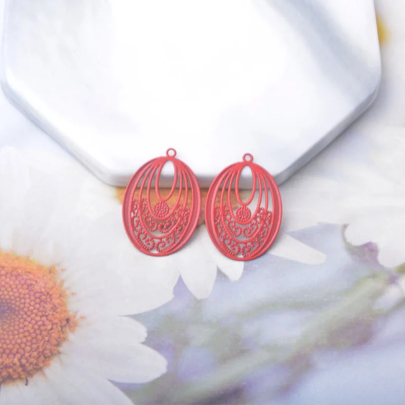 30 Stück AB494 Messing-Schmuckanhänger in Hellgold, ovale Charms für DIY-Ohrringe und Halsketten für Damen – Detail 8