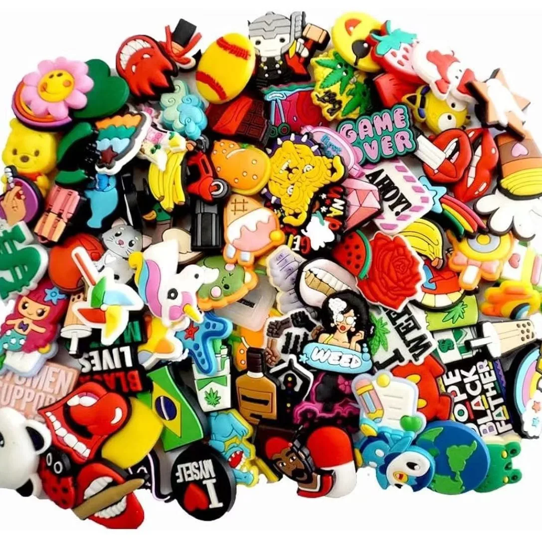 5/10/50/100Pcs Cartoon Shoe Charms for Clogs Bubble Slides Sandals PVC Shoe Decorations Accessories For Teens,Random style