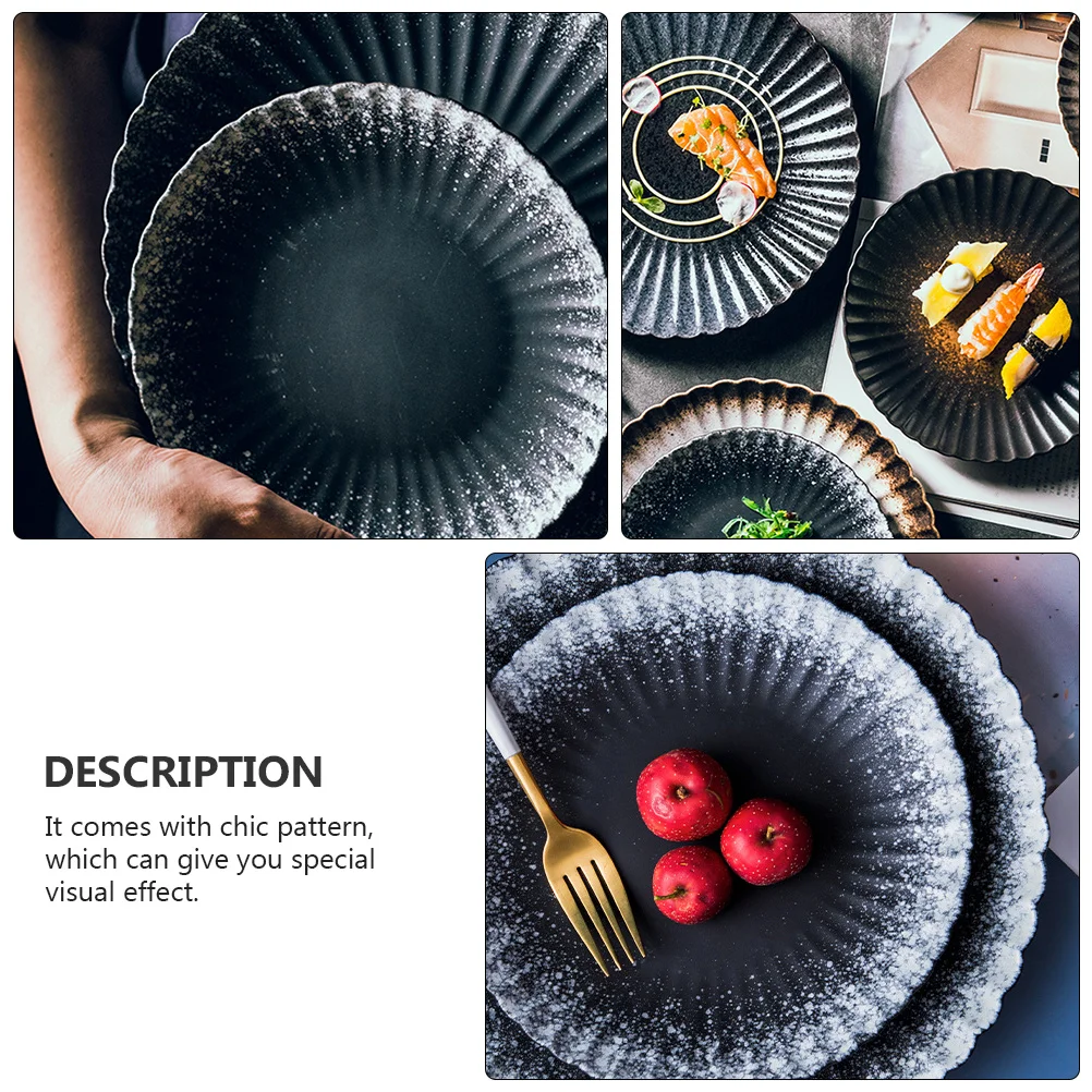 

Ceramic Chrysanthemum Plate Delicate Food Serving Dish Home Restaurant Salad Dessert Steak Pasta Round Dish Food Plate