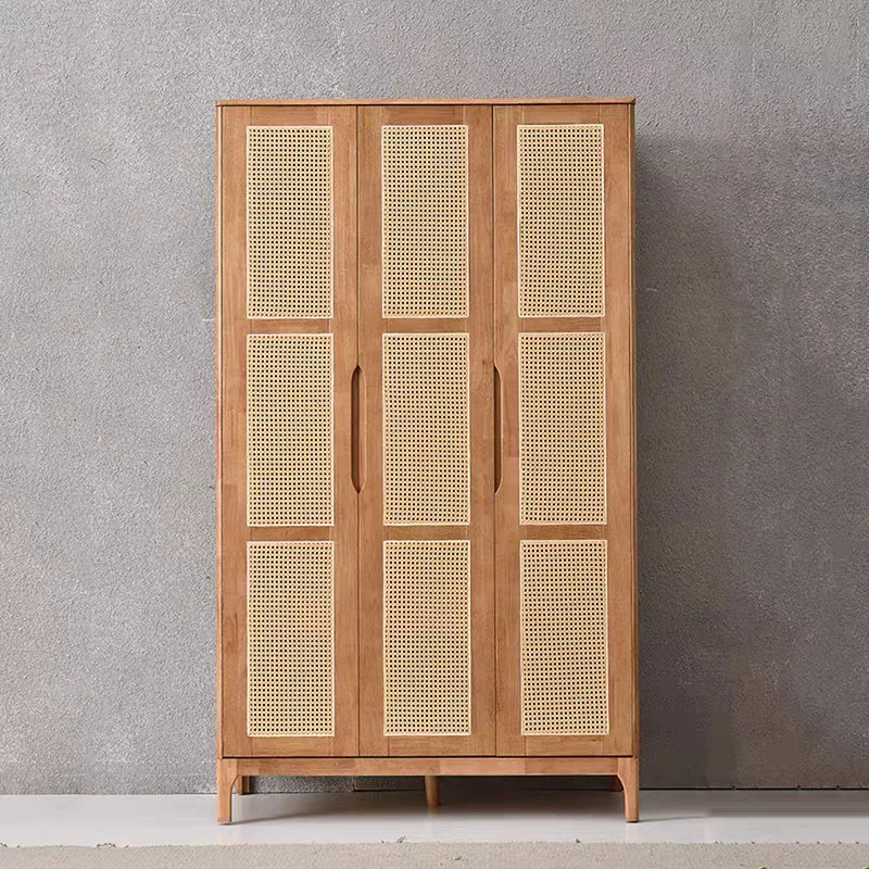 wind rattan wardrobe household bedroom 2 meters large capacity door solid wood wardrobe small apartment 1.2 meters war
