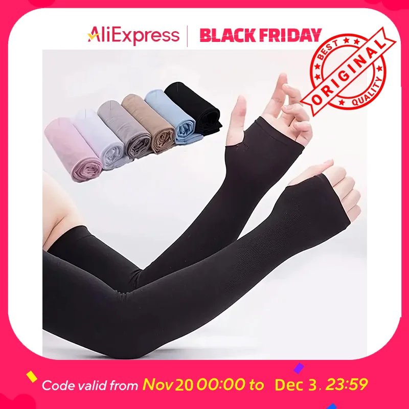 Confezione da 2 maniche parasole UPF 50+: copribraccia rinfrescanti per la guida, il ciclismo, gli sport all'aria aperta, unisex, leggere e traspiranti (nero/gr