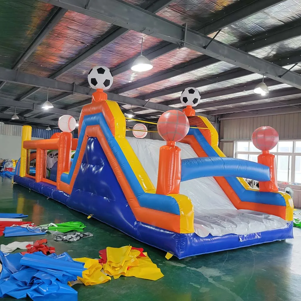 

Коммерческая гигантская надувная спортивная полоса препятствий с горкой, батут для детей и взрослых, уличная игровая площадка для мероприятий и вечеринок