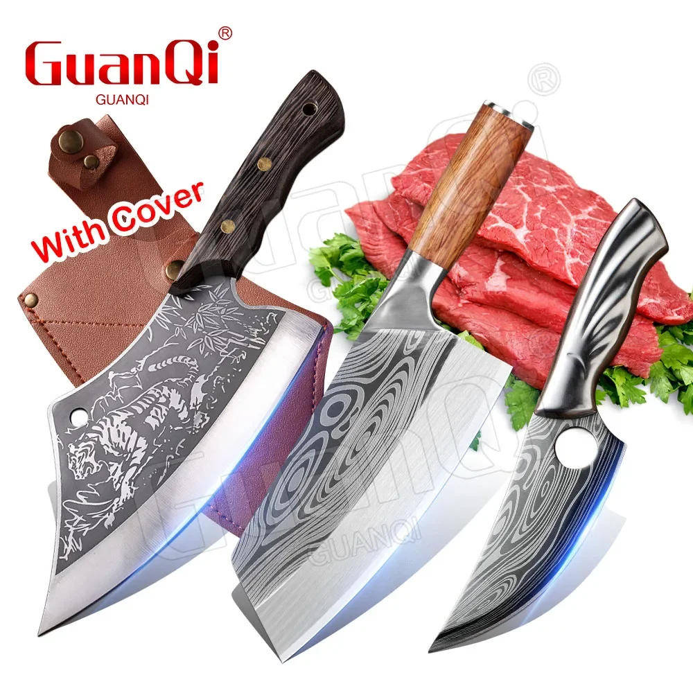 Stainless Steel Kitchen Knife Damascus Pattern Cleaver Knife Meat Fruit Boning Fishing Chef Knife Chicken Bone Scissors