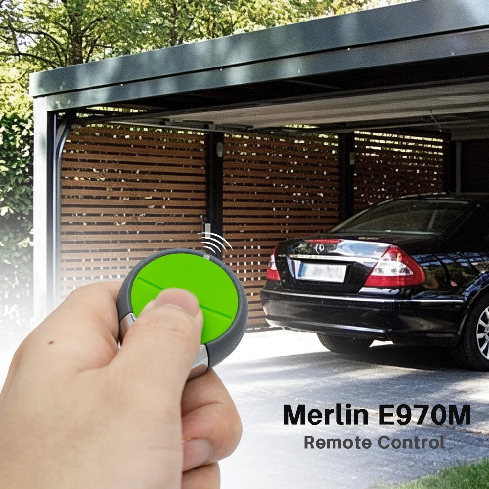 Merlin E970M 2-Button Garage Door Remote Control 434.54MHz Security+2.0 Rolling Code Key Fob Hand Transmitter for Gate Opener