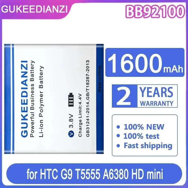 

Надежная сменная батарея BB92100 для мобильного телефона 1600 мАч для Htc G9 T5555 A6380 HD Mini, высокая эффективность