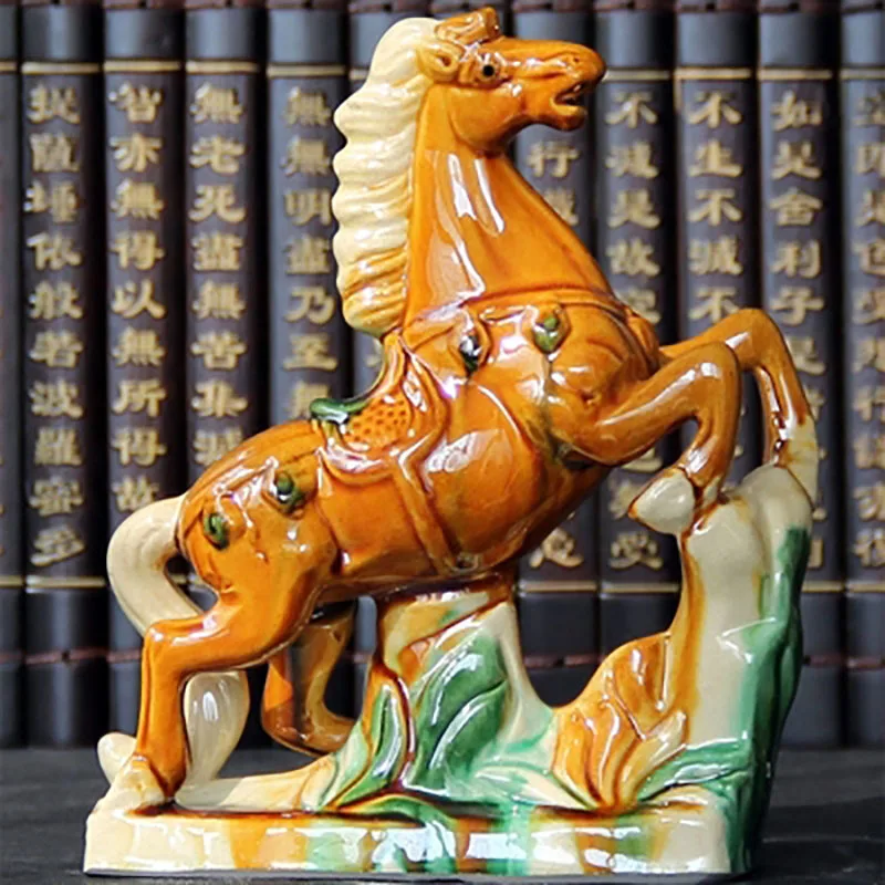 Ancient Blue Glazed War Horse Porcelain, Tang Sancai, Imitation Museum, Antique Horse Decoration