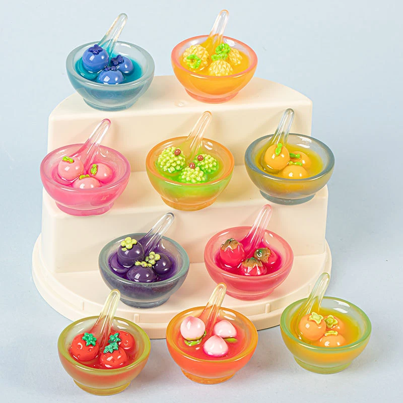 Luminous Three-dimensional Fruit Rice Dumpling Bowl Resin Accessories Cream Gel Diy Pendant Hairpin Micro Landscape