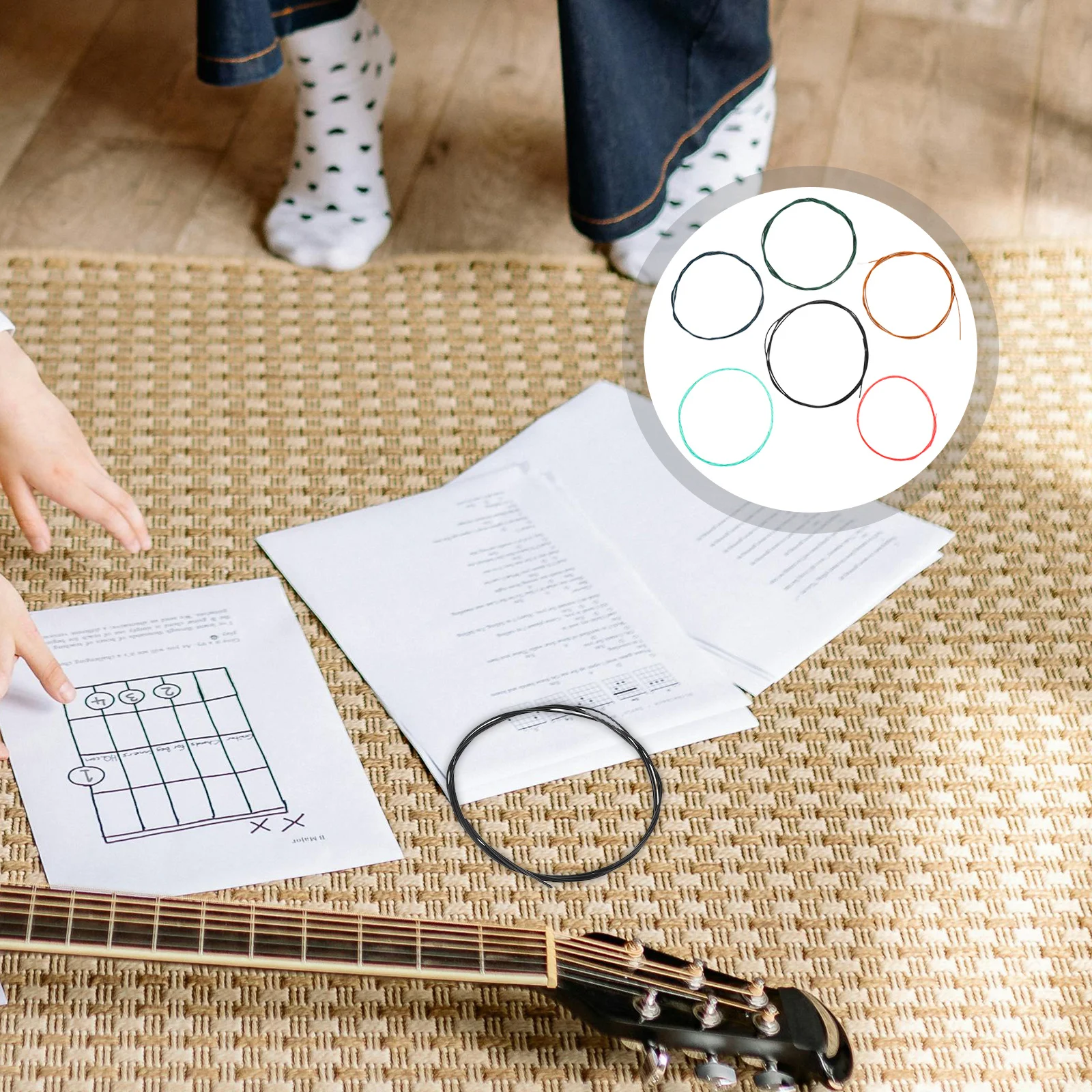 

6pcs Colored Strings Instrument Spare Parts Durable Acoustic Guitar Accessories For Practice Performance Guitar String Set