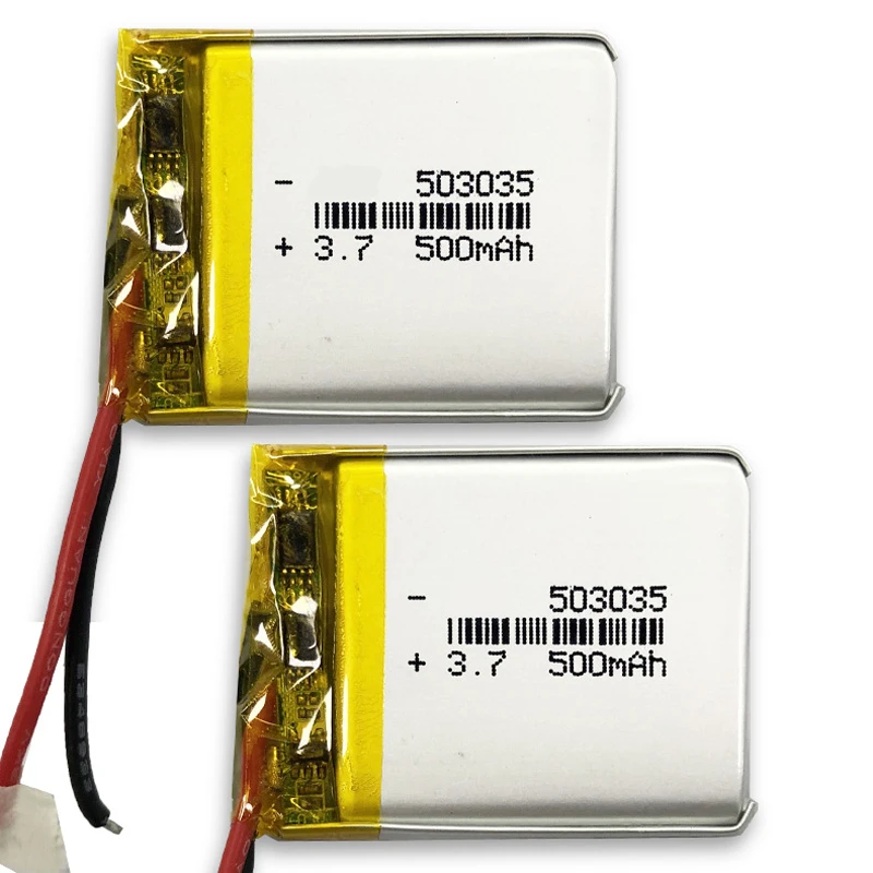 10 Uds 3,7 V 500mah batería recargable de polímero de litio 503035 para navegación GPS auriculares Bluetooth altavoz baterías de luz LED