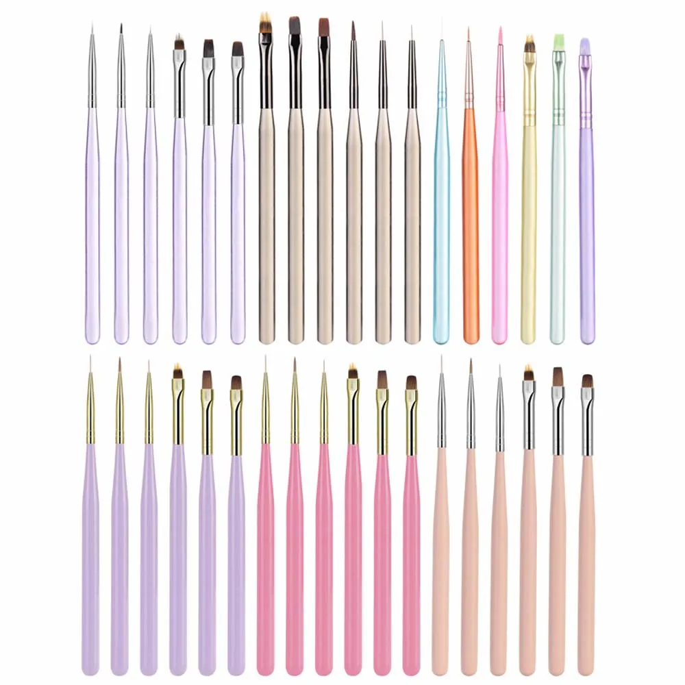 6 teile/satz flüssiges Pulver Zeichnung Nagellack Pinsel Set ultra dünne Linien Kleber Phototherapie Stifte Nagel Zeichnung Stift Acryl