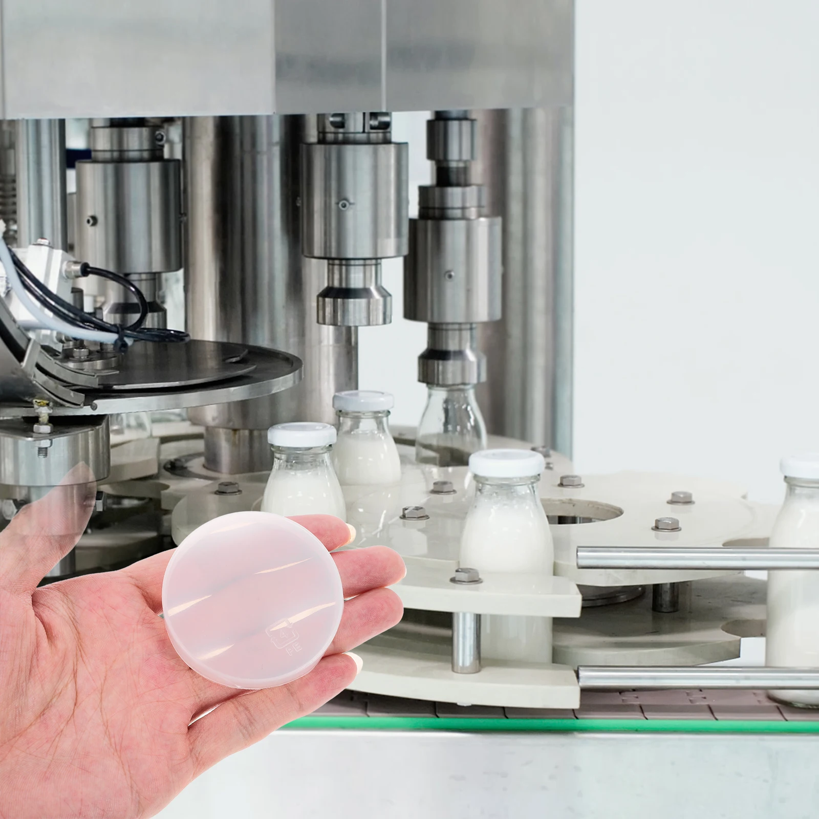 

50pcs Bottle Caps 53Mm Replacement Lids For 100Ml Jar Milk Juice Pudding Glass Containers Reusable Leak-Proof Sealed Covers For