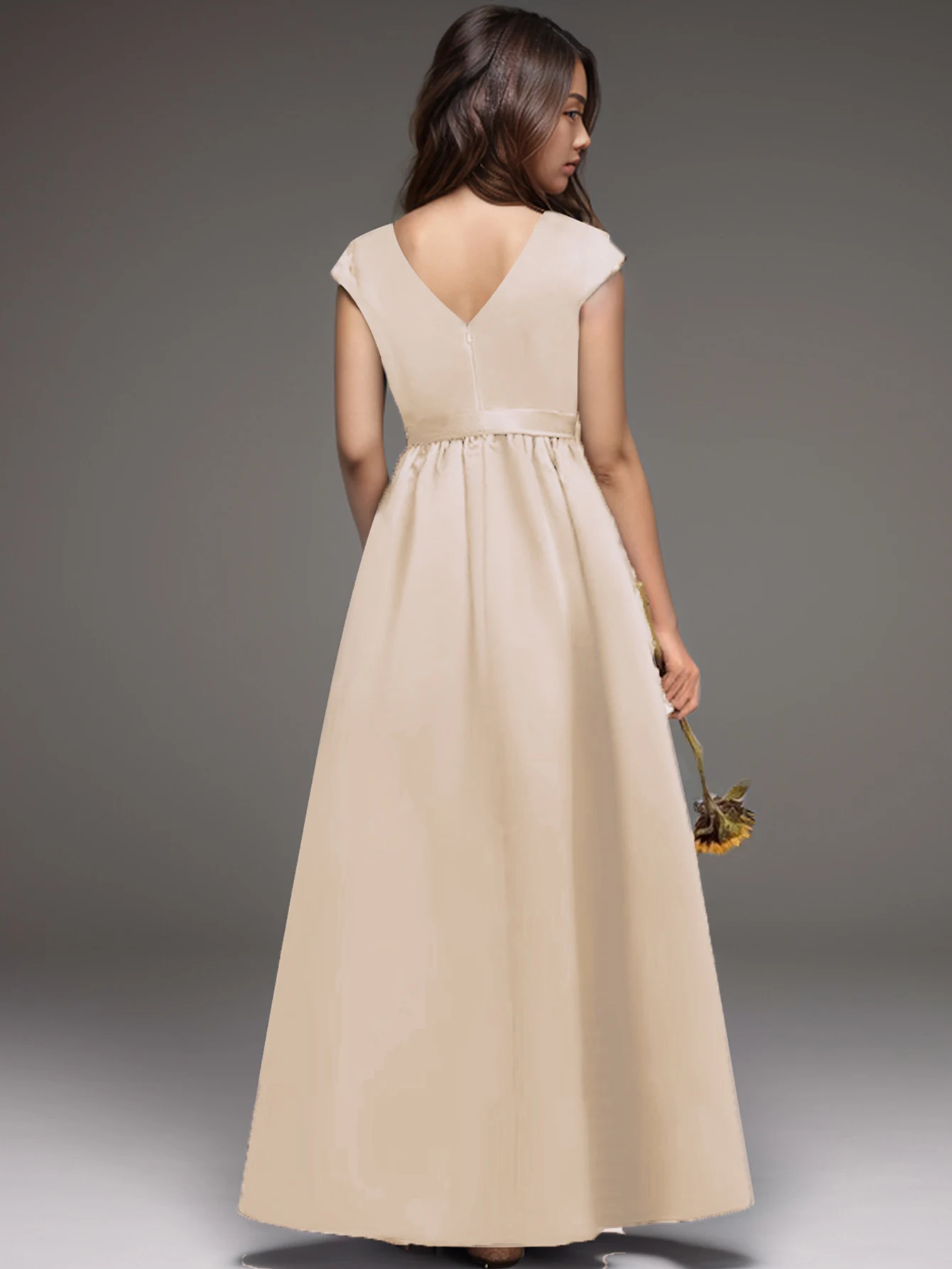 Champagne Colored Long Dress For Teenage Girls Used For Birthday Party Performances Dance Parties Evening Dress Events