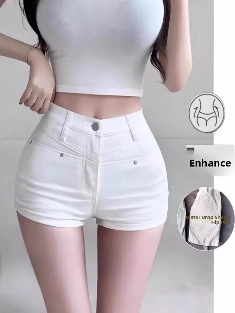 

American Sle ort Jeans High Waist Slimming Women's Summer New Casual Hot Pants Outerwear orts Straight Leg Zipper Fly