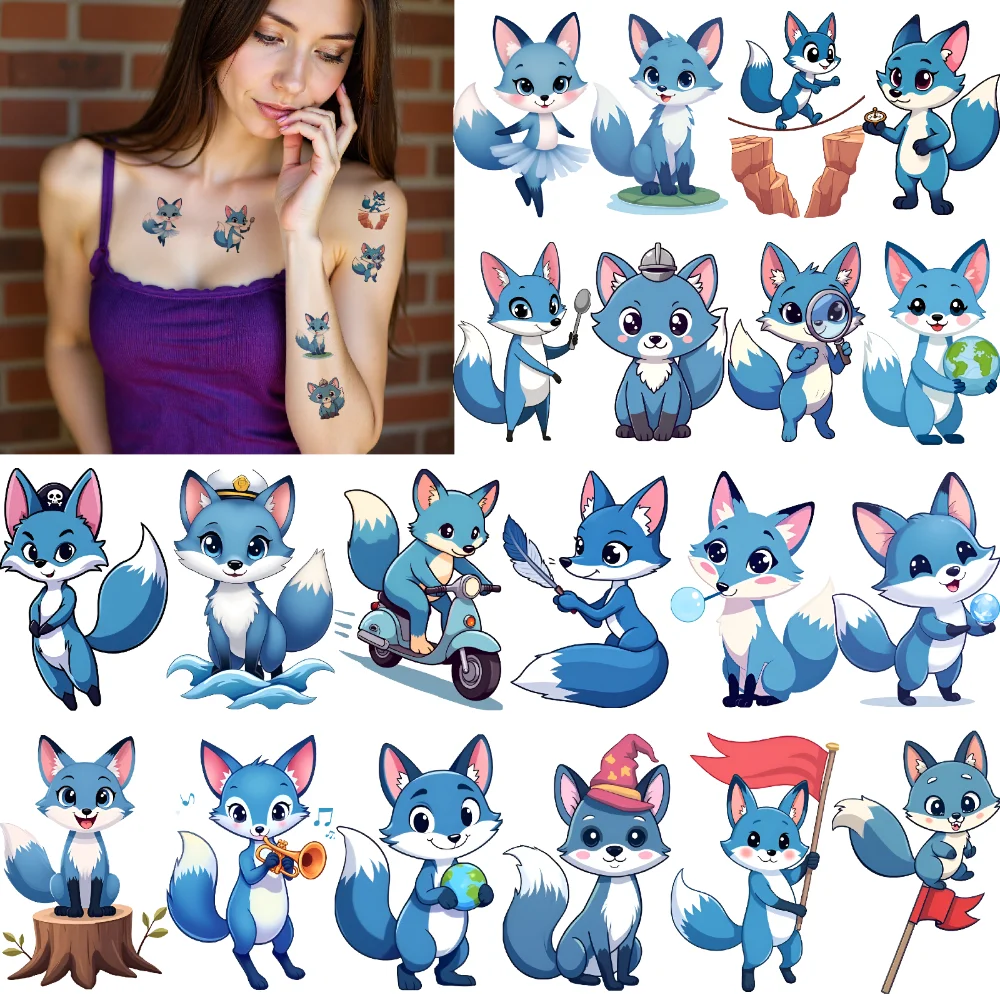 

54pcs Temporary Tattoo Cartoon Stickers Cartoon Fox Stickers Temporary Tattoo Stickers For Arms Shoulders