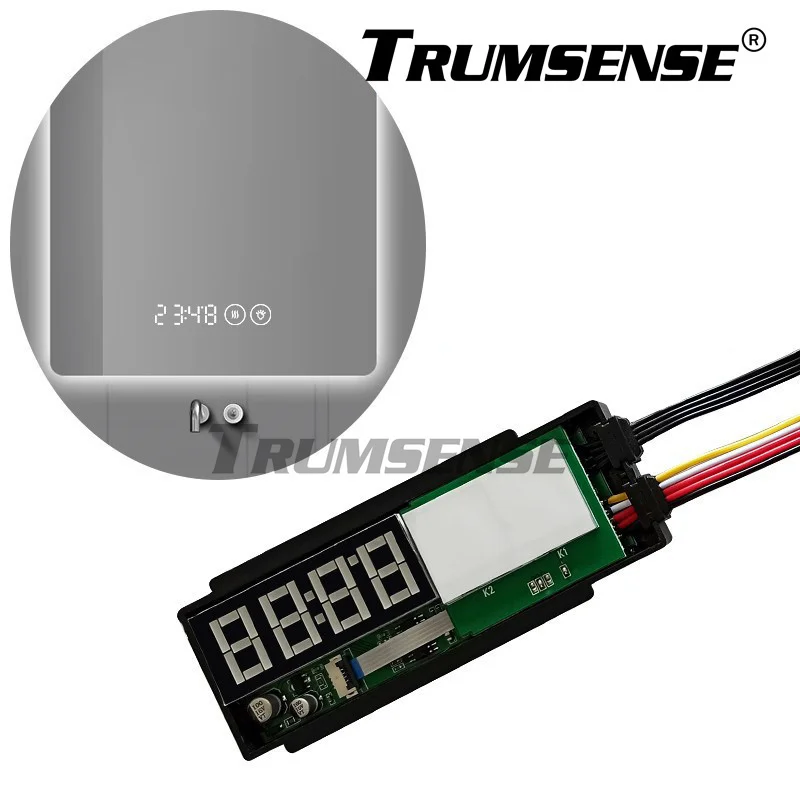 

Trumsense LED Mirror Time Temperature Touch Switch K3102A-S5A-WB 3 Colour Dimming Anti-fog Control for Bathroom Hotel or Home