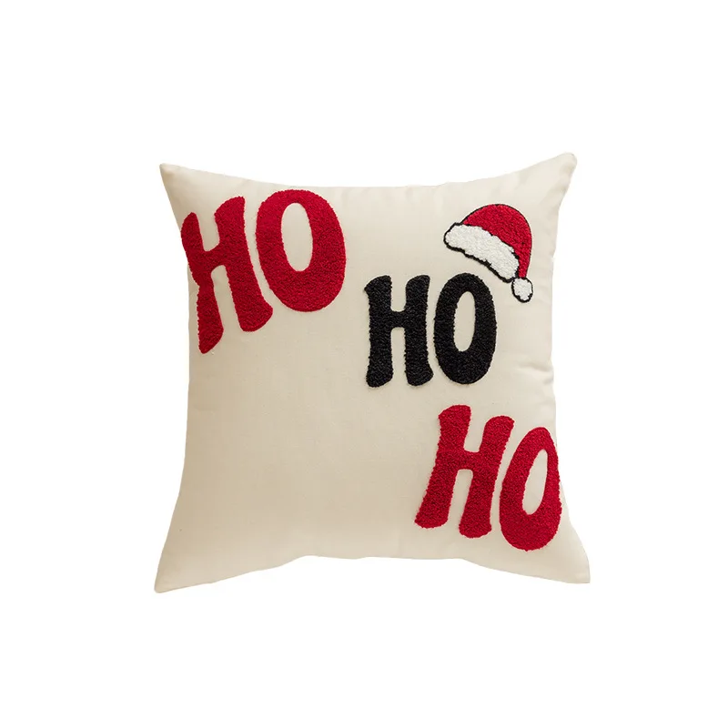 45x45CM Christmas Plush Throw Pillow Cover Holiday New Year Stamping Waist Cushion Cover Decor Home Decorative Pillowcase