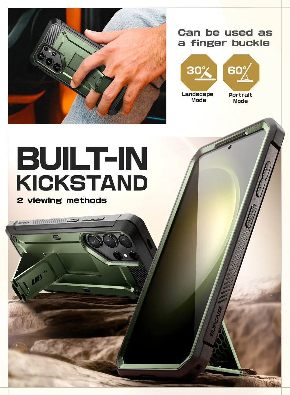 SUPCASE For Samsung Galaxy S24 Ultra Case UB Pro Full-Body Dual Layer Rugged Belt-Clip Phone Case with Built-in Screen Protector