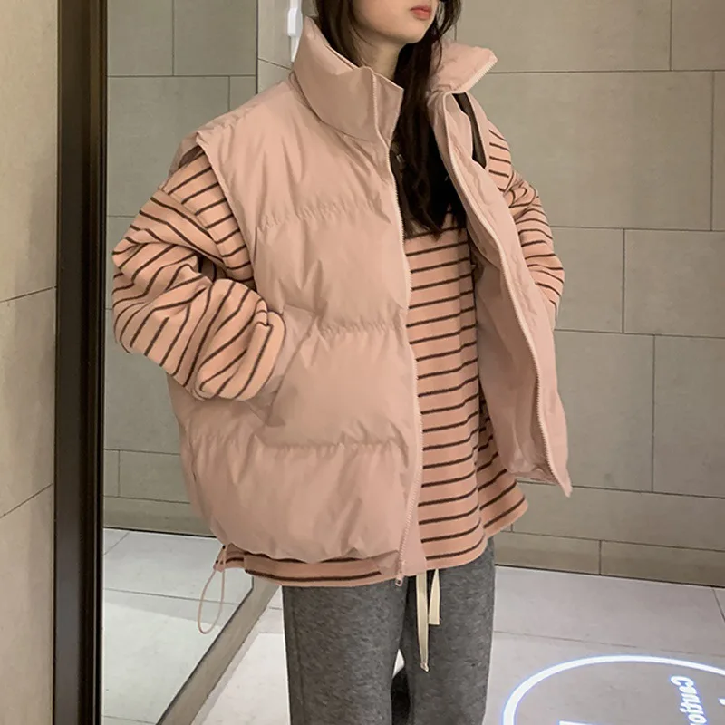Herbst- und Winter-Damen-Sweatshirt im koreanischen Stil, lässig, Rundhalsausschnitt, lange Ärmel, Farbblock-Streifenmuster, Oversize, locker geschnitten, Damenoberteile. – Detail 12