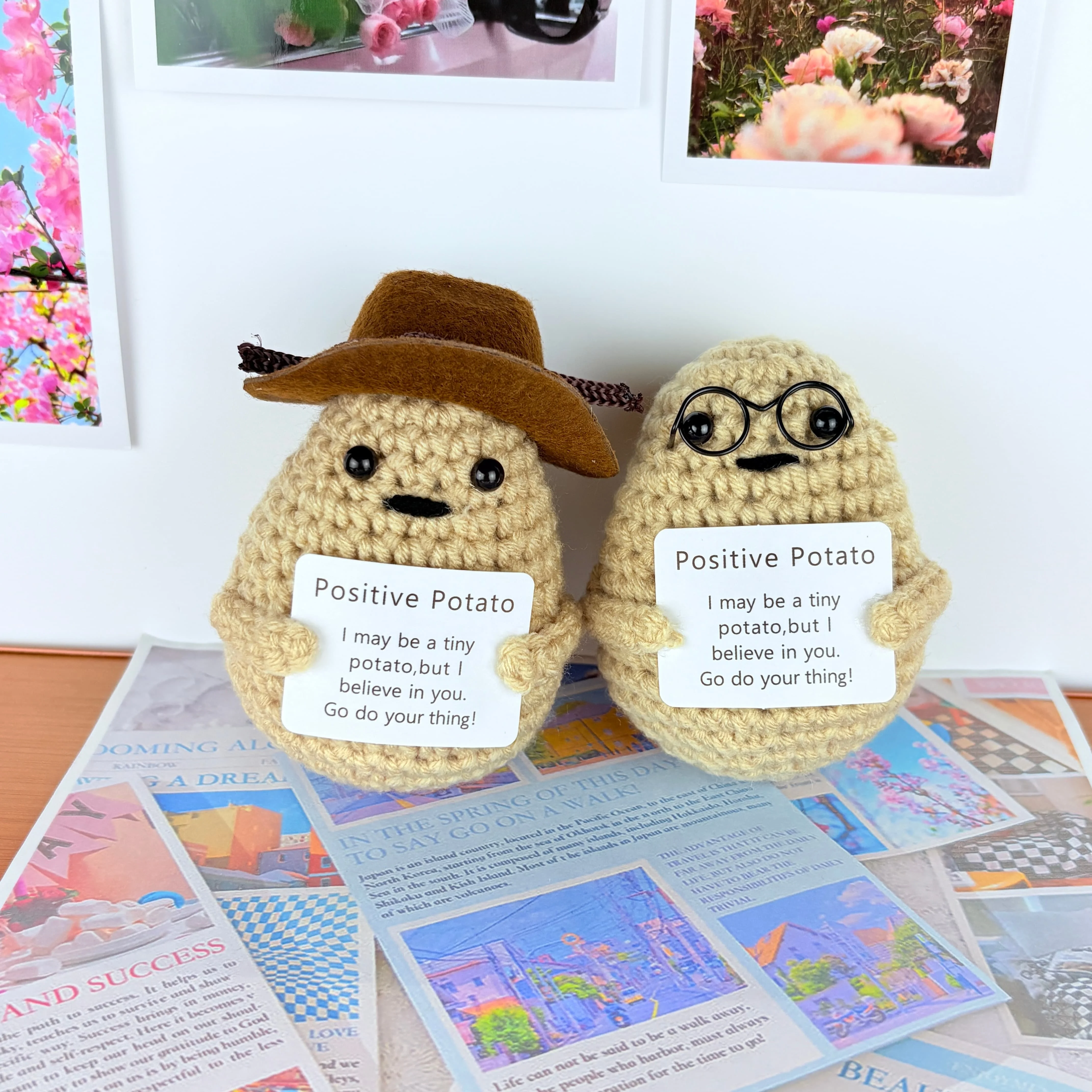Positive Energy Cute Doll Hug Pocket Mini Handmade Plush Wool Knitting Dolls Funny Emotional Support Crochet Gift for Birthday