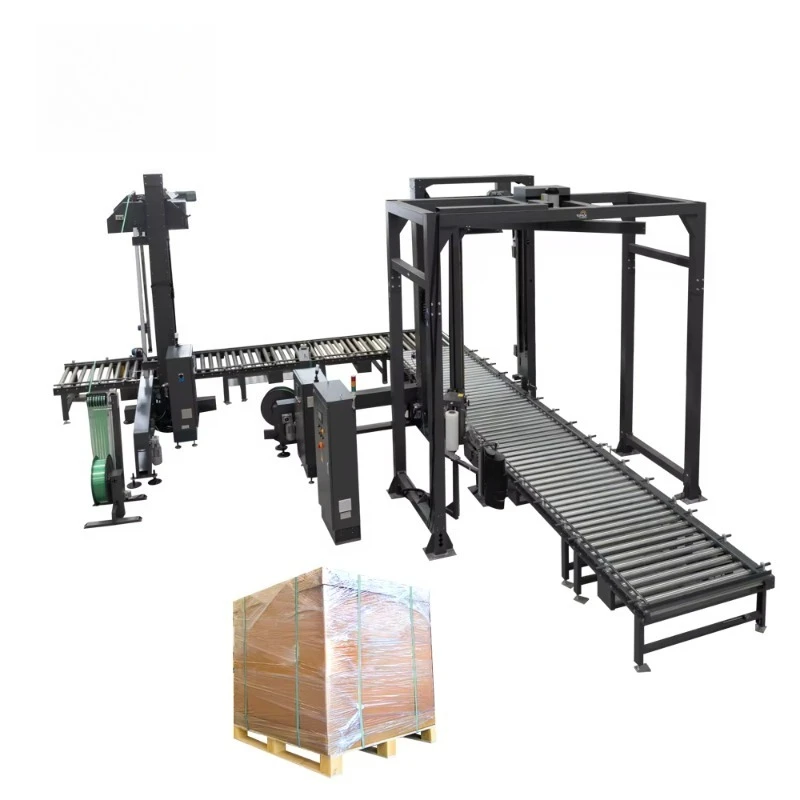 Automatic Packing Line Pallet Strapping Rotate Wrapping Machine Online Stretch Film System Custom