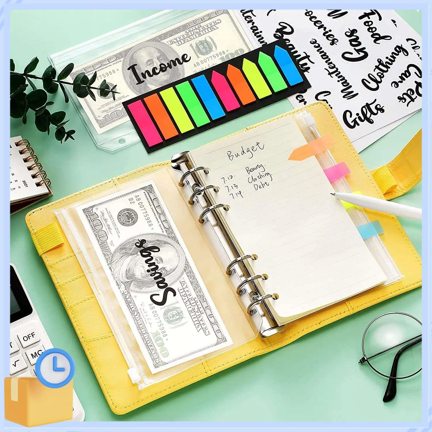 Popular A6 Binder Pockets Zipper Folders With Cash Envelope Labels Stickers Budget Envelopes Labels For Budget Finance Planners