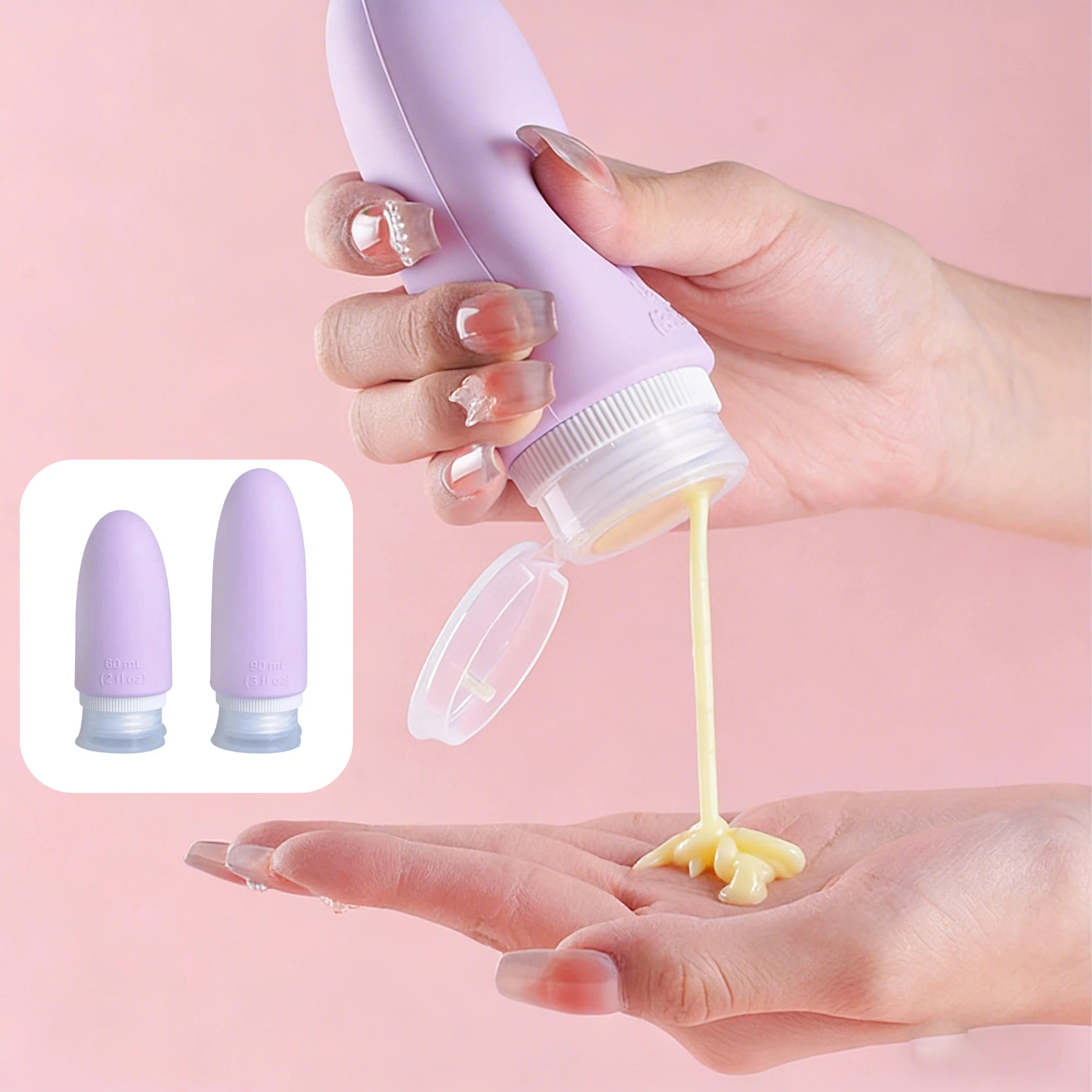 

2pcs/set Travel Bottle 2oz 3oz Silicone Squeezable Containers for Toiletries, Refillable Travel Essentials 2026 Gym Accessories