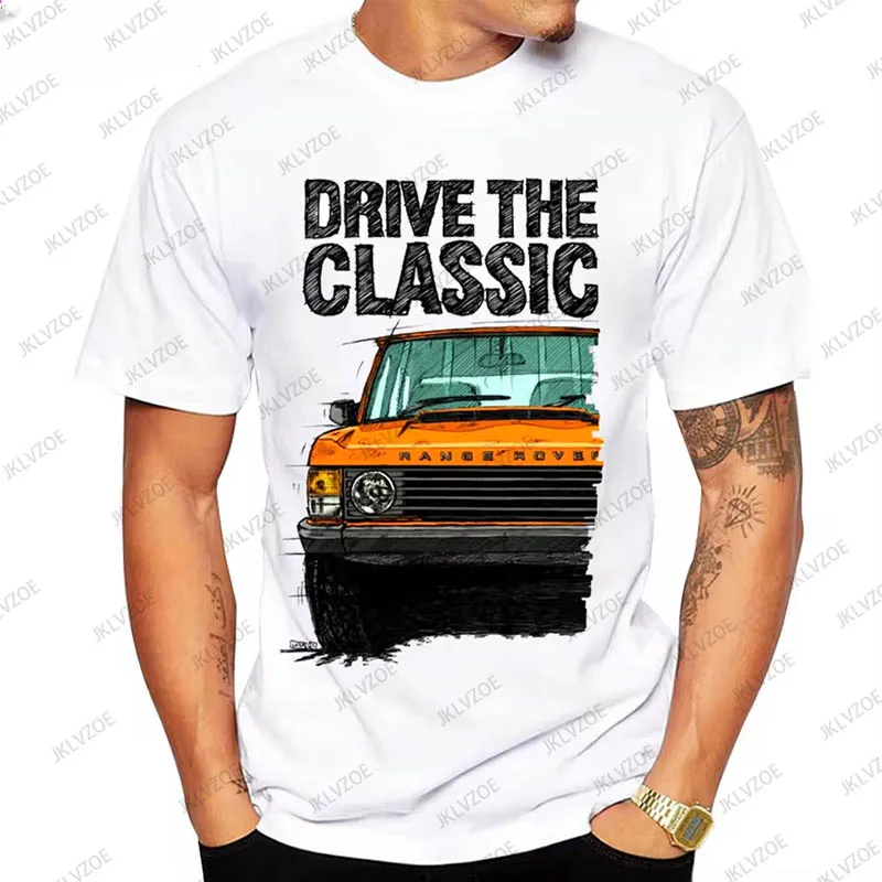 

Футболка мужская свободного кроя, Классическая рубашка с коротким рукавом для вождения, для внедорожников, в стиле Харадзюку, с рисунком автомобиля, Повседневная