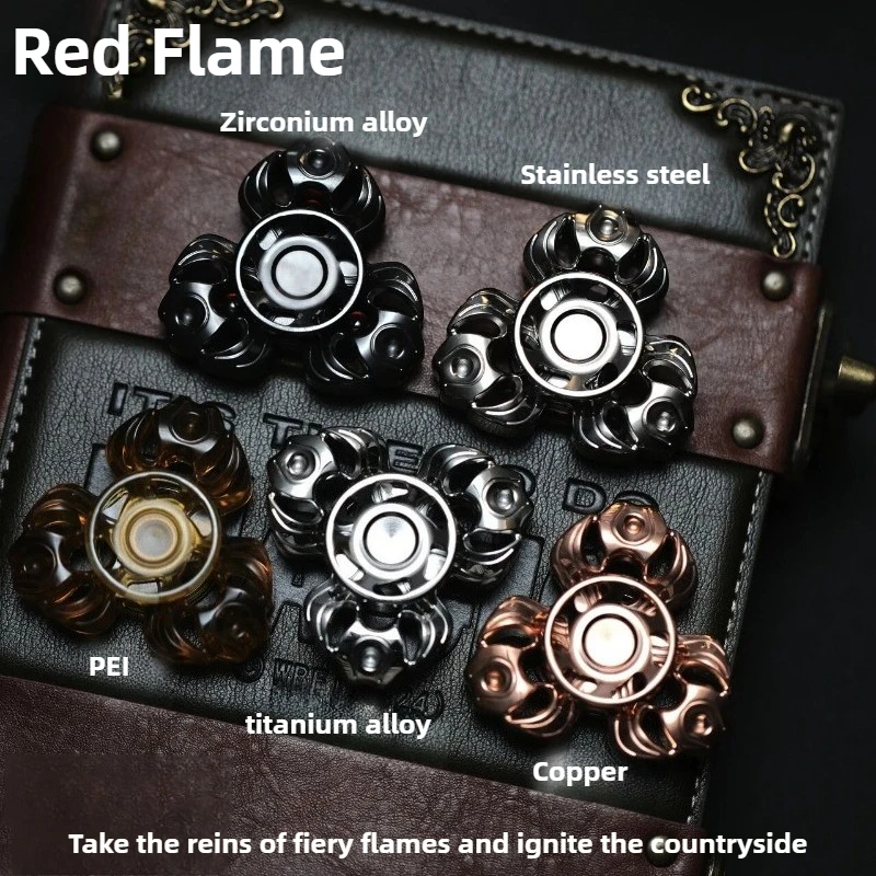 

KAIE Edc Red Flame, трехсторонний механический металлический гироскоп на кончиках пальцев, модная игровая декомпрессионная игрушка для взрослых