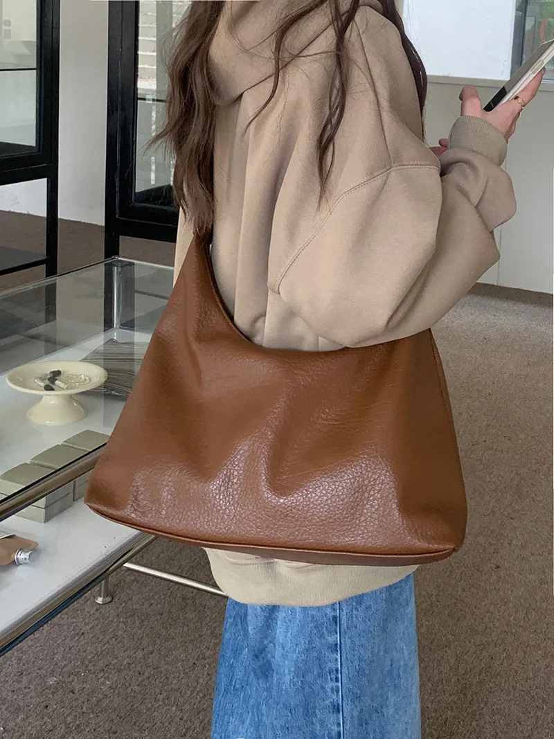 CGCBAG Casual Lage Capacity Tote Bags For Women Simple Commuting Female Messenger Bag High Quality PU Leather Shoulder Bags